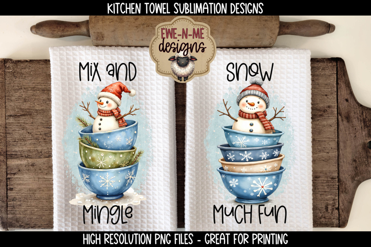 Snowman Mixing Bowls | Towel Sublimation PNG