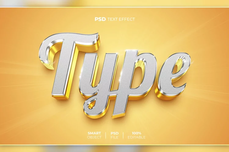 Type 3D editable text effect