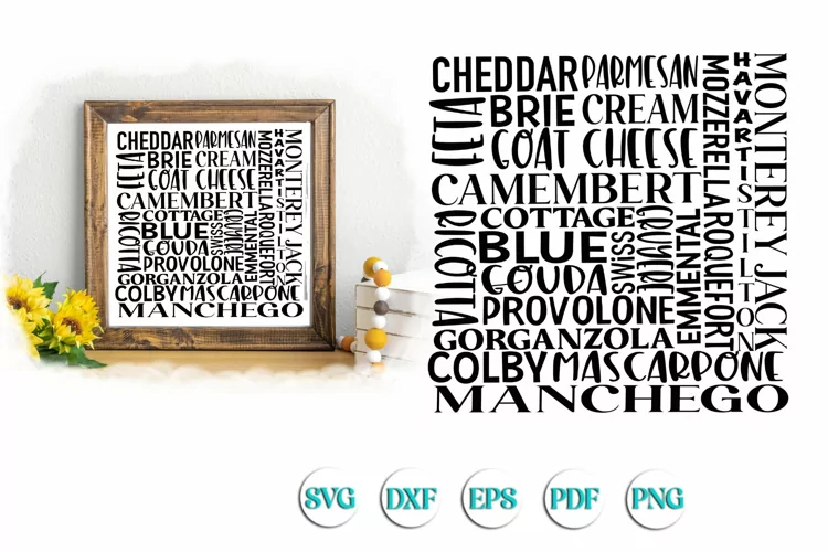 Types of Cheese Subway Art SVG Cut file