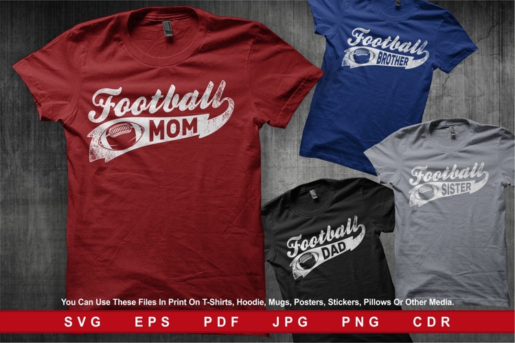 Typography Football Mom Dad Brother Sister