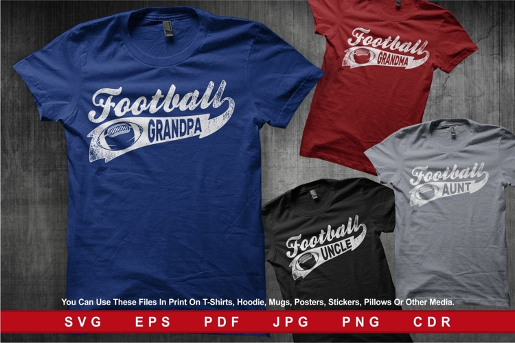 Typography Football Uncle Aunt Grandma Grandpa