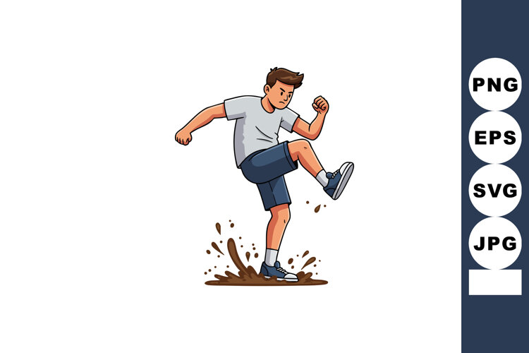 Young boy kicking mud splash outdoors active playful child v example image 1