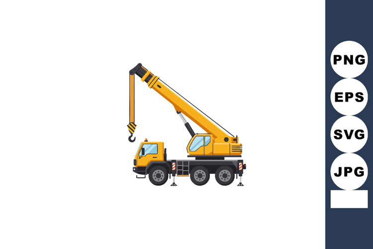 Mobile Yellow Construction Crane Truck Vector Illustration f