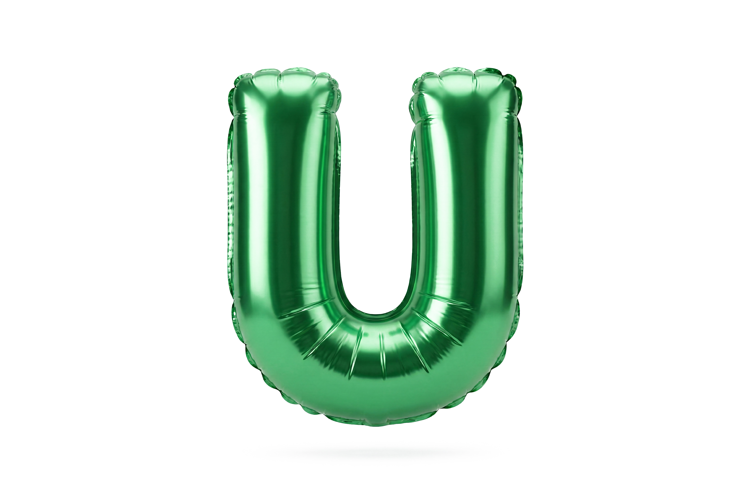 Green Metallic Letter U Foil Balloon Party Decoration