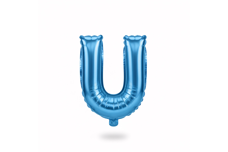 Blue Metallic Letter U Foil Balloon Party Decoration