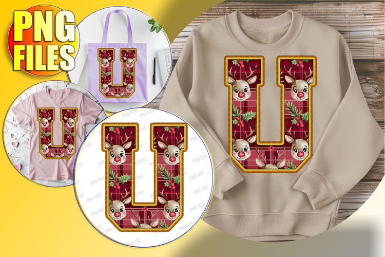 U Doodle Letter Style PNG Playful Christmas Design!