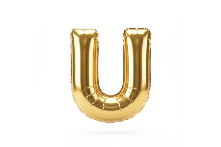 Golden Metallic Letter U Foil Balloon Party Decoration example image 1