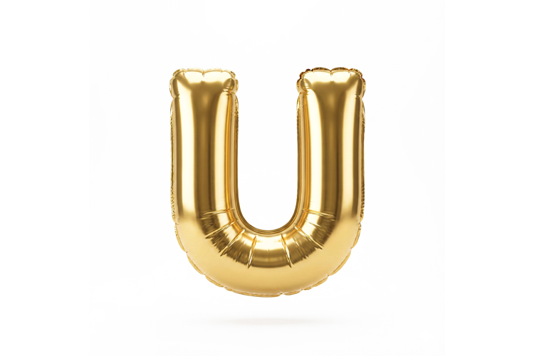 Golden Metallic Letter U Foil Balloon Party Decoration