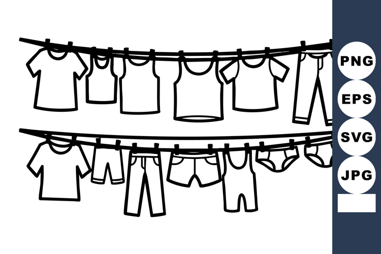 Clothes Hanging On Laundry Lines Drying Outdoors