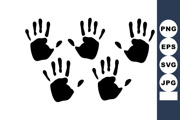 Five Black Handprints Vector Illustration Design