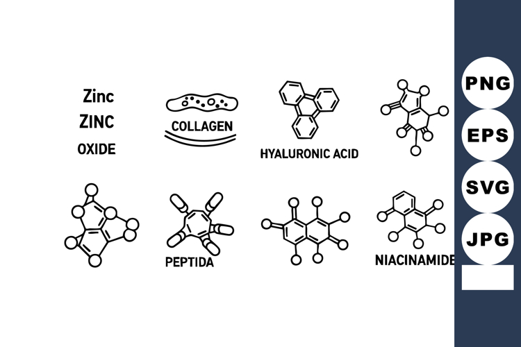 Zinc Oxide Chemical Structures Molecular Illustration
