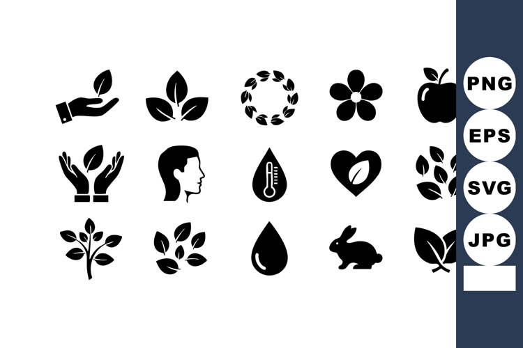 Nature Ecology Vector Icons Leaves Plant Flower Heart