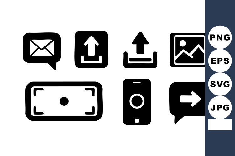 Simple Black Mobile Phone Icons Vector UI
