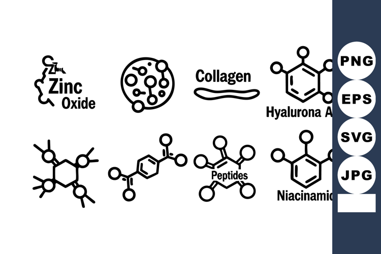 Chemical Structures Skincare Molecules Vector Art