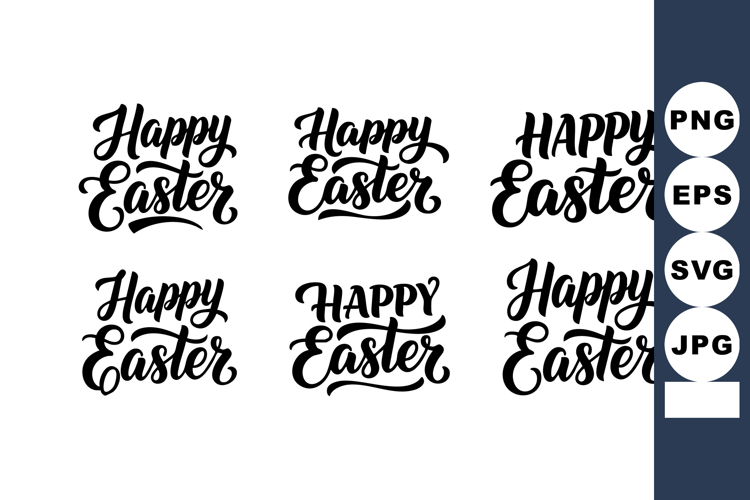 Happy Easter Calligraphy Lettering Six Styles Vector