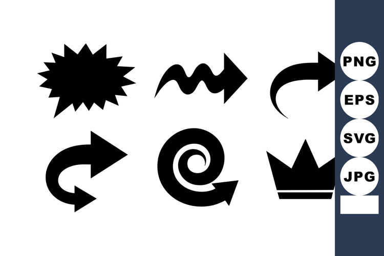 Black Arrow Icons Set Various Shapes Directions Vector