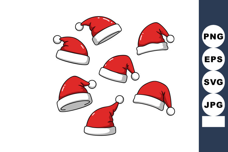 Santa hats collection red and white festive Christmas holida