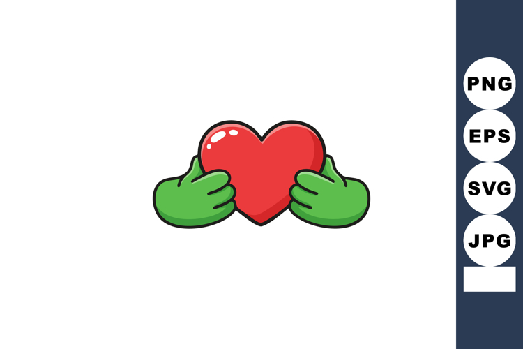 Heart being hugged by green hands love and care symbol vecto