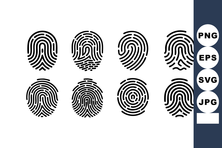 Fingerprint Collection Set Black Lines Identity