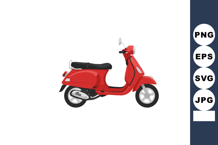 Red scooter vector illustration with black seat and simple d example image 1