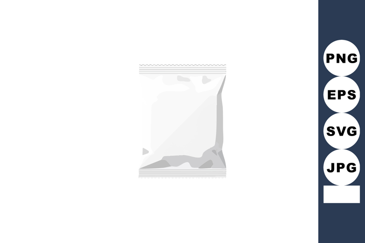 Empty white snack bag packaging illustration with transparen