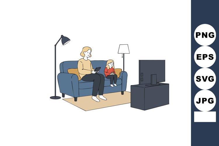 Mother And Daughter Clipart Image 3