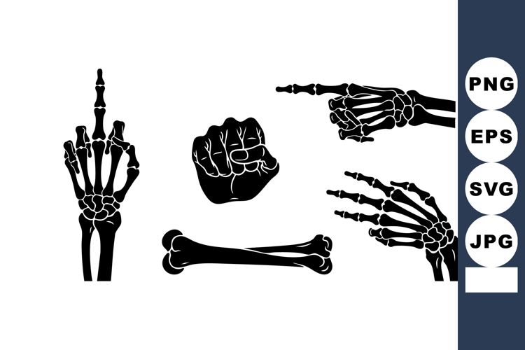 Skeleton Hand Gestures Middle Finger Vector Illustration