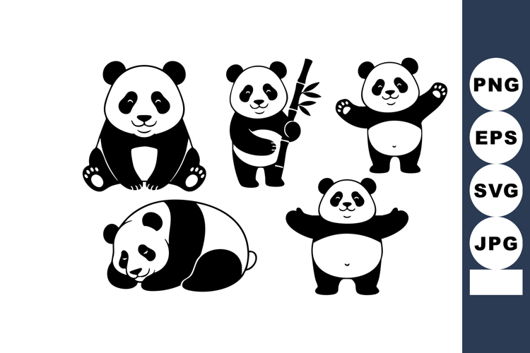 Cute Playful Panda Bear Vector Cartoon Collection