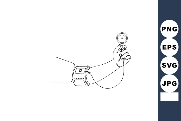 Hand holding sphygmomanometer measuring blood pressure with