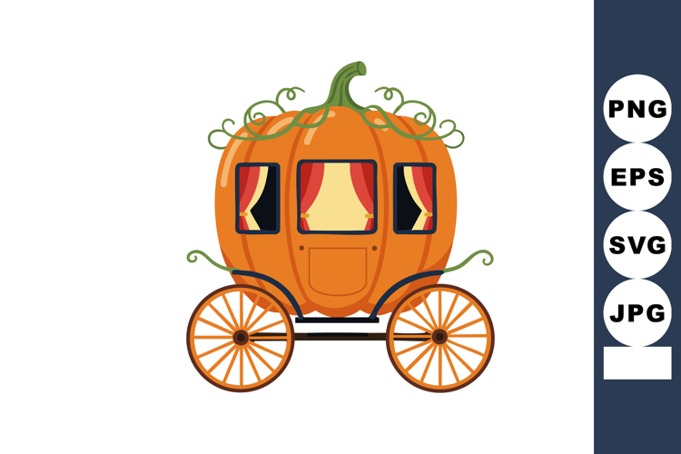 Pumpkin carriage fairy tale vintage coach with orange colors