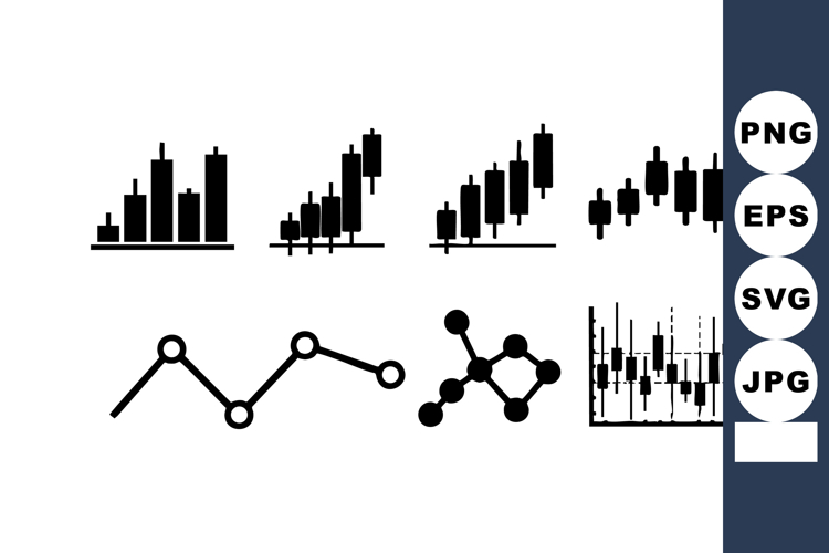 Black Candlestick Line Charts Stock Market Vector