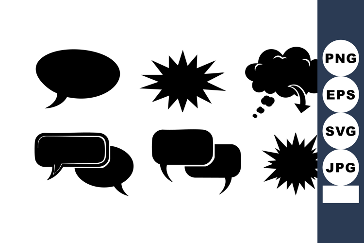 Black Speech Bubbles Comic Style Vector Illustration