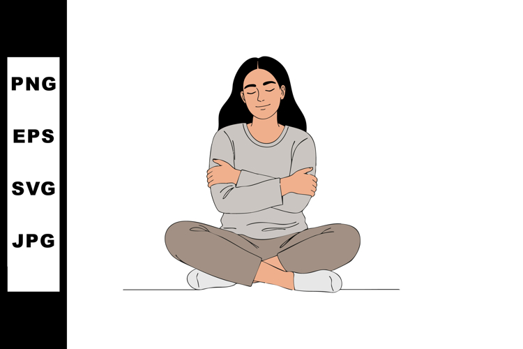 Woman Meditating Clipart Image 20