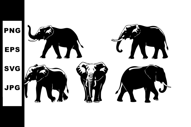 Elephant Black And White Clipart Image 2