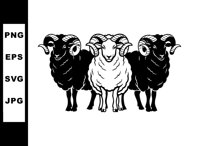 Farm Animal Black And White Clipart Image 7