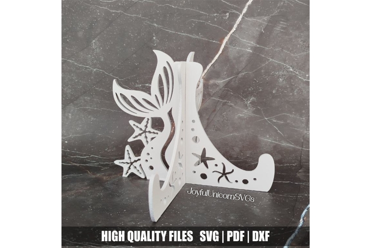 Mermaid Tail Easel Stand SVG | Laser Cut Plate Stand DXF