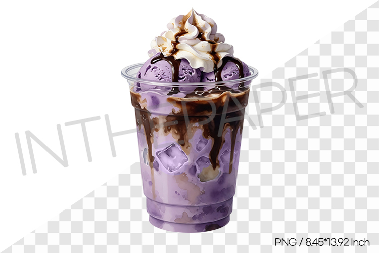 Ube Affogato PNG Clipart Drink Beverage Watercolor Illust