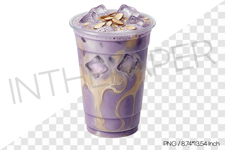 Ube Almond Milk Iced Latte PNG Clipart Drink Beverage