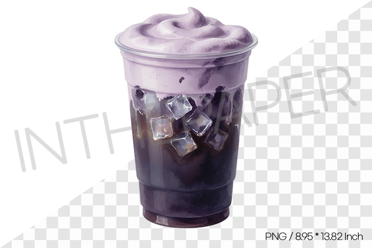 Ube Cold Brew with Cream Foam PNG Clipart Drink Beverage