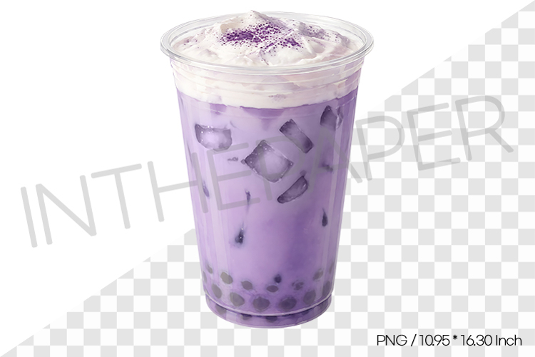 Ube Cream Latte PNG Clipart Drink Beverage Watercolor Illust