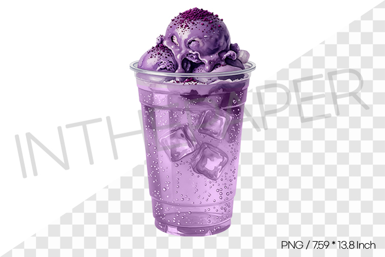 Ube Cream Soda PNG Clipart Drink Beverage Watercolor Illust