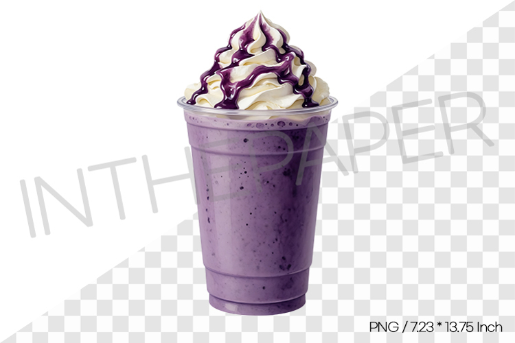 Ube Frappe PNG Clipart Drink Beverage Watercolor Illust