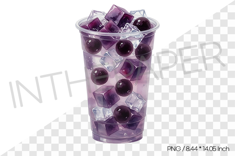 Ube Jelly Iced Tea PNG Clipart Drink Beverage Watercolor