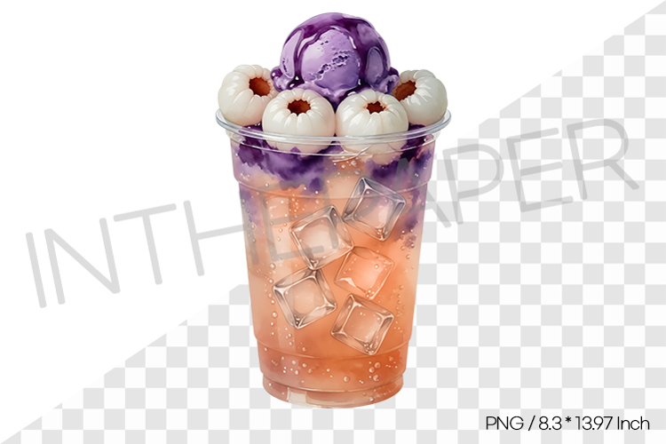 Ube Lychee Cream Soda PNG Clipart Drink Beverage Watercolor