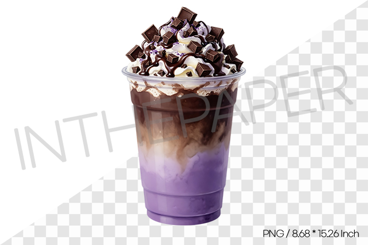 Ube Mocha Iced Latte PNG Clipart Drink Beverage Watercolor