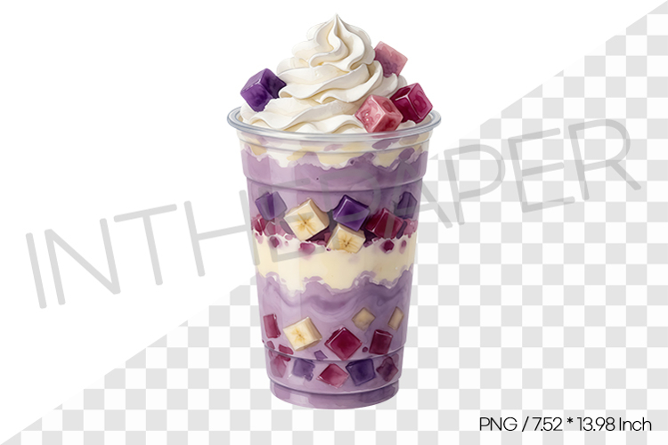 Ube Parfait Drink PNG Clipart Drink Beverage Watercolor