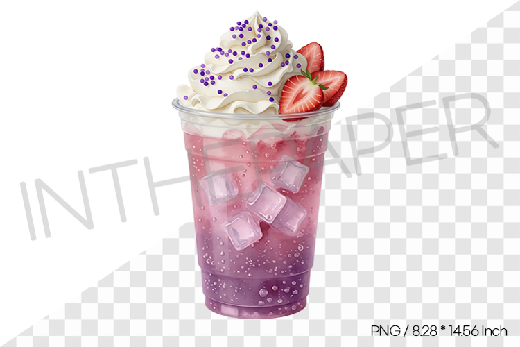 Ube Strawberry Cream Soda PNG Clipart Drink Beverage Illust