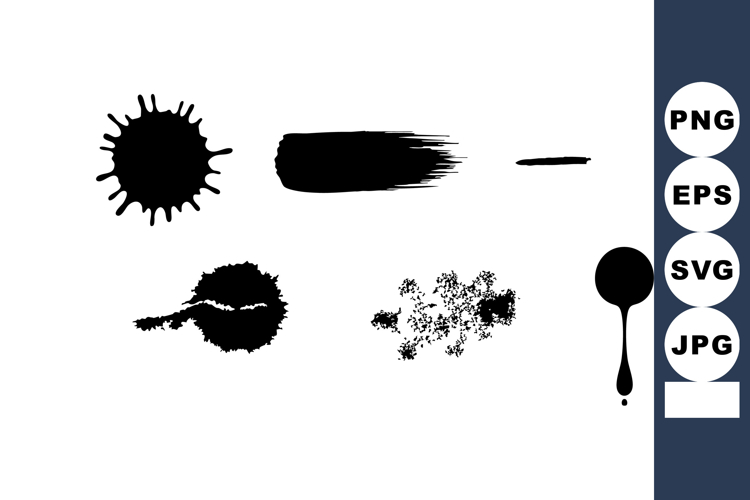 Black ink splatter shapes vector with diverse ink blot a