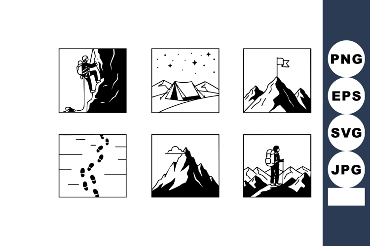 Mountain climbing adventure with climbing gear footprints an