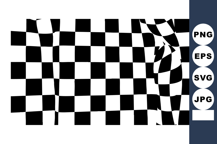 Black and white checkered flag waving with dynamic folds and